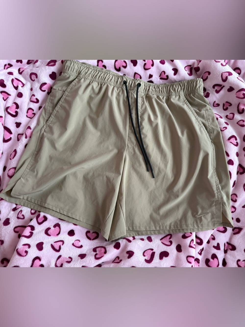Nike Women's Khaki Elastic Waist Athletic Shorts with Drawcord